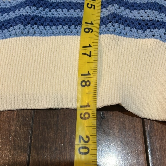 Solid & Striped The Tobi Sweater Marina Blue Stripe Open Weave Crewneck S NWT - Picture 8 of 12